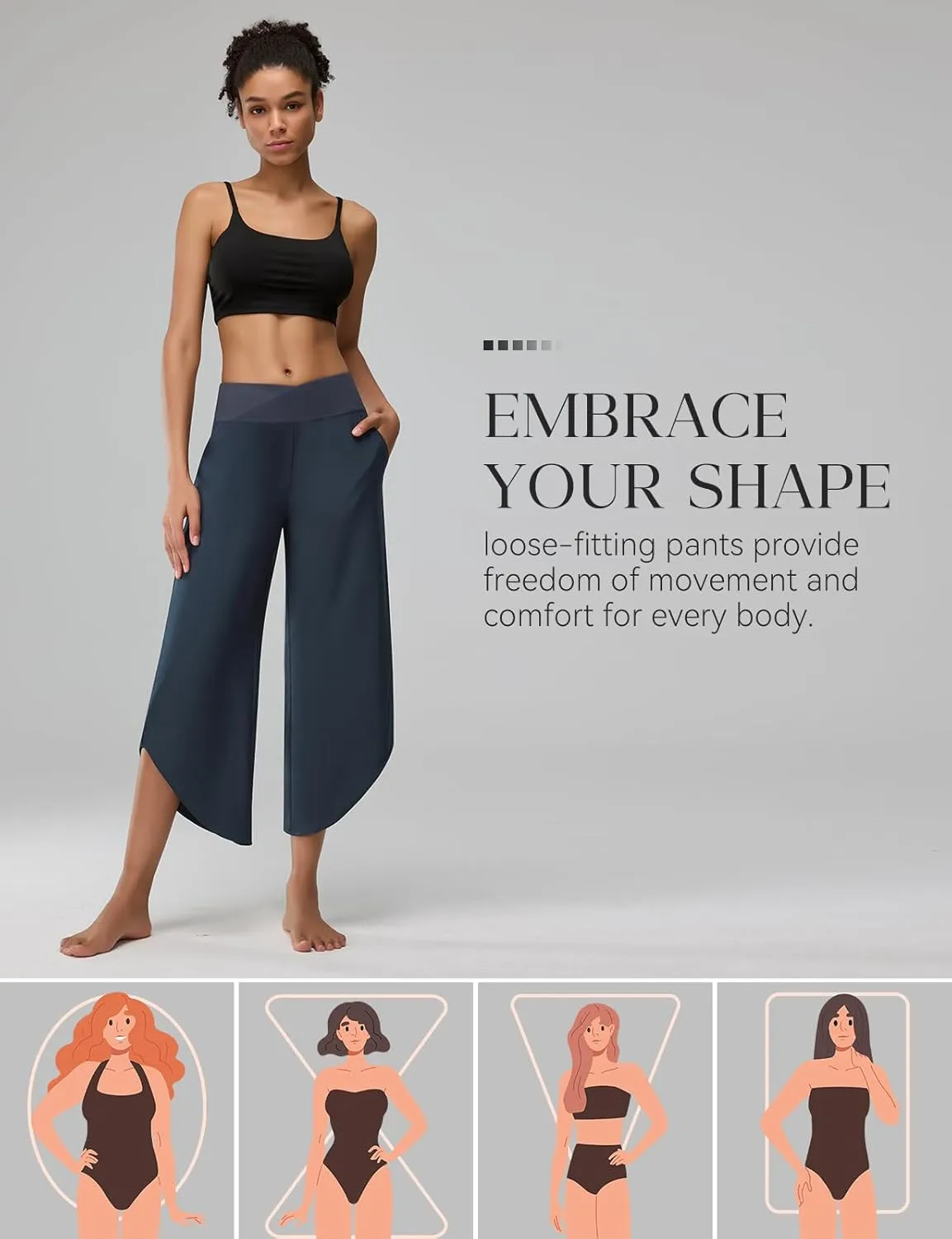 Women's Travel Pants Cross High Waist Wide Leg Lounge Cropped Pants Lightweight Casual Yoga Trousers w Pockets