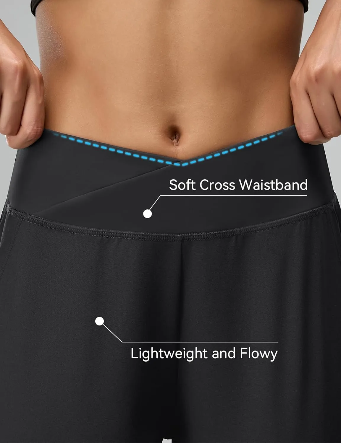 Women's Travel Pants Cross High Waist Wide Leg Lounge Cropped Pants Lightweight Casual Yoga Trousers w Pockets