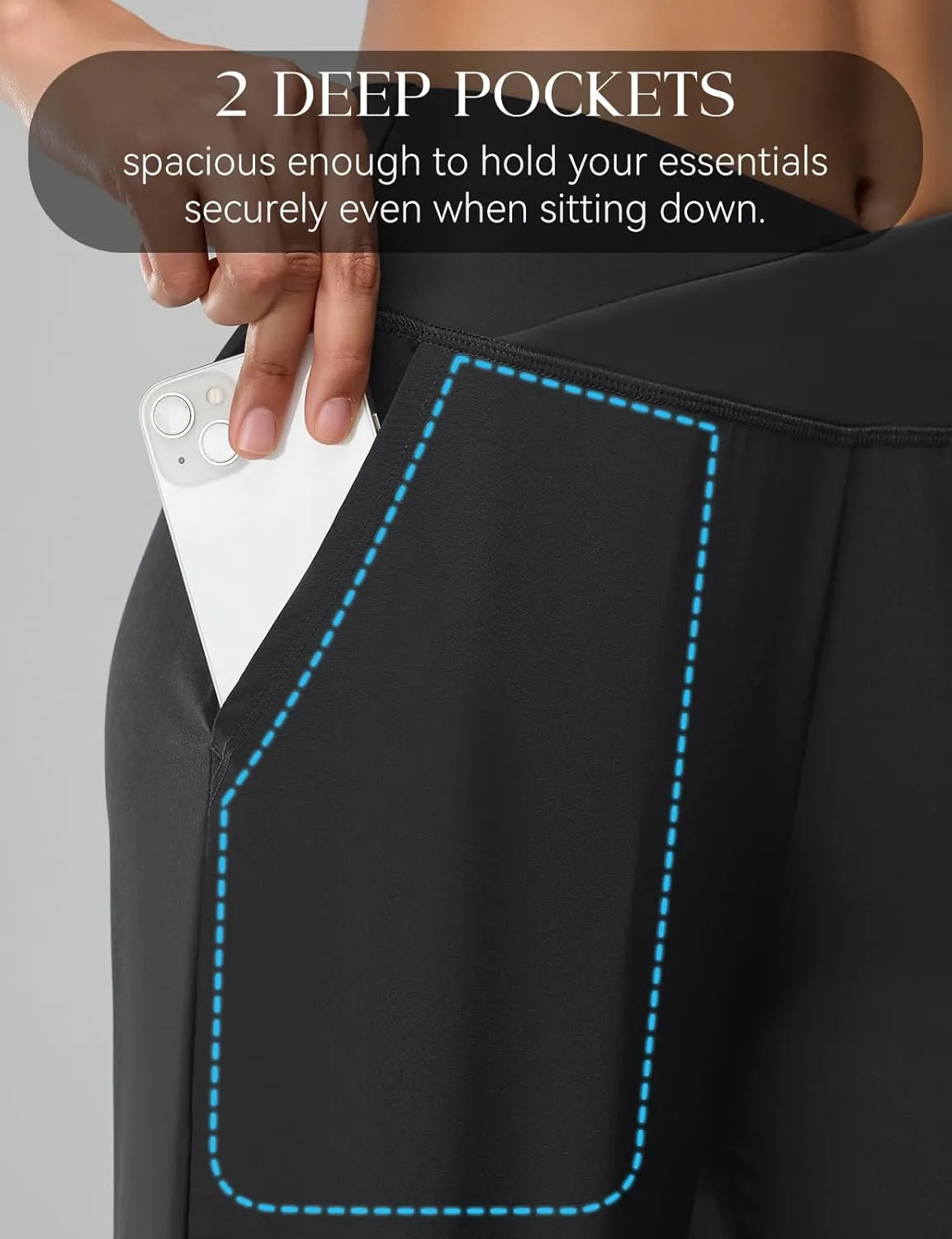 Women's Travel Pants Cross High Waist Wide Leg Lounge Cropped Pants Lightweight Casual Yoga Trousers w Pockets