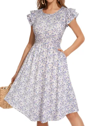 YATHON Casual Summer Dresses for Women with Pockets Crewneck Sundress