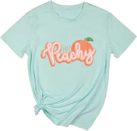 Ykomow Just Peachy T Shirt Womens Short Sleeve Casual Summer Graphic Tees Tops