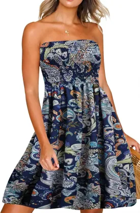 Zyyfly Womens Summer Beach Dresses Strapless Cover Ups Dress Tube Top Sundresses