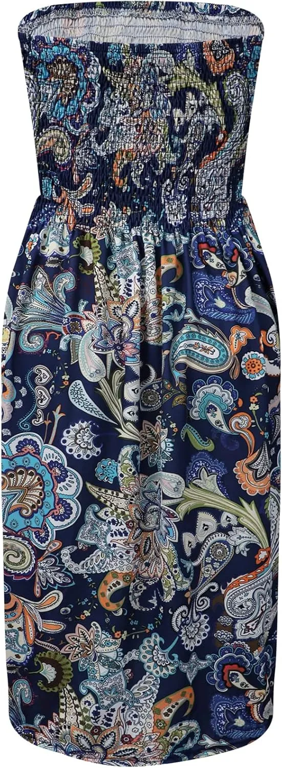 Zyyfly Womens Summer Beach Dresses Strapless Cover Ups Dress Tube Top Sundresses